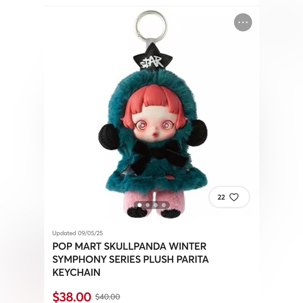 Skullpanda Plush Keychain - Teal and Pink